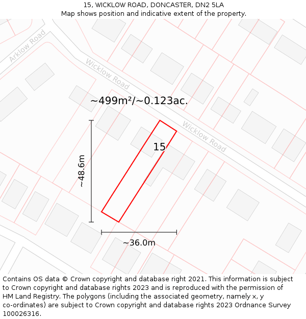 15, WICKLOW ROAD, DONCASTER, DN2 5LA: Plot and title map