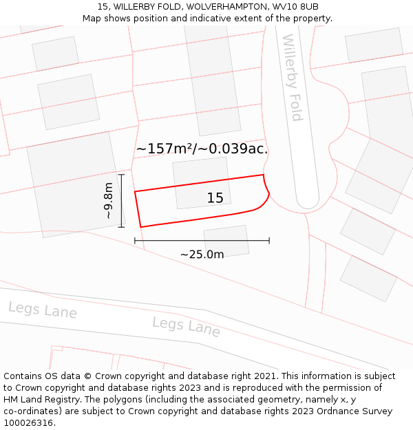 15, WILLERBY FOLD, WOLVERHAMPTON, WV10 8UB: Plot and title map
