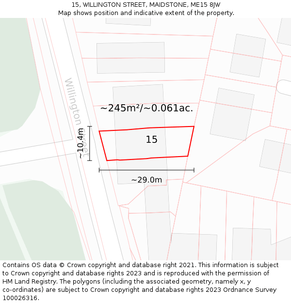 15, WILLINGTON STREET, MAIDSTONE, ME15 8JW: Plot and title map