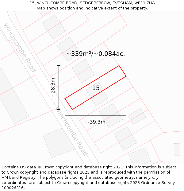 15, WINCHCOMBE ROAD, SEDGEBERROW, EVESHAM, WR11 7UA: Plot and title map