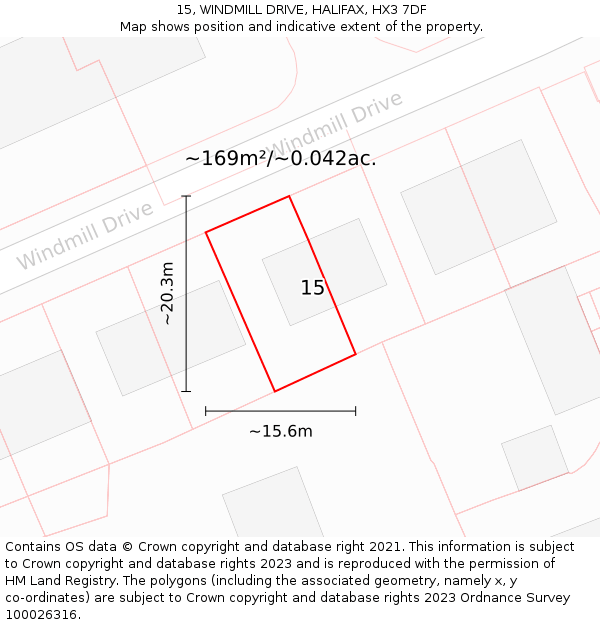 15, WINDMILL DRIVE, HALIFAX, HX3 7DF: Plot and title map