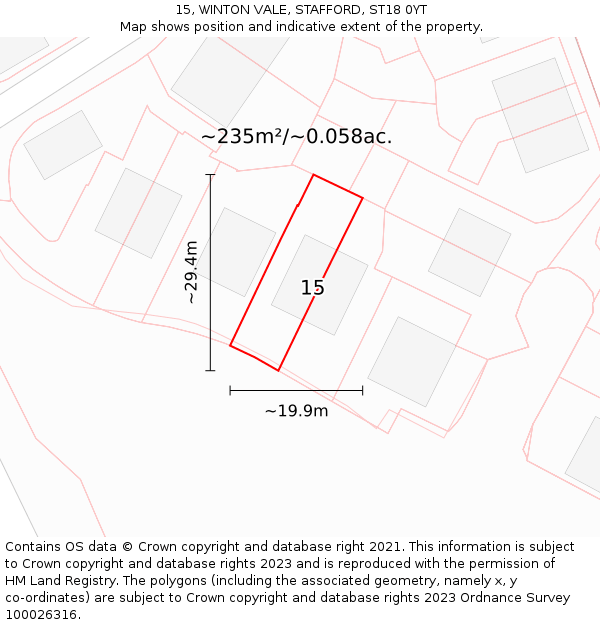 15, WINTON VALE, STAFFORD, ST18 0YT: Plot and title map