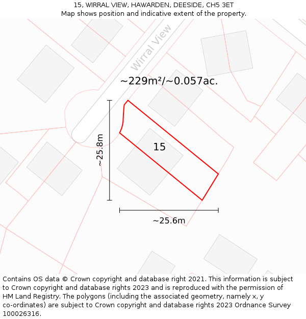 15, WIRRAL VIEW, HAWARDEN, DEESIDE, CH5 3ET: Plot and title map