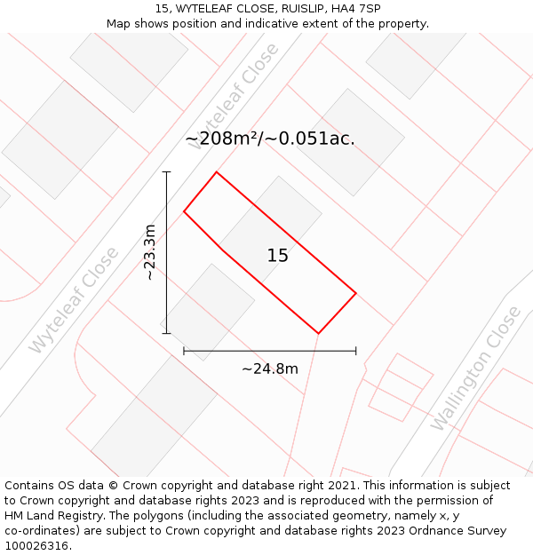 15, WYTELEAF CLOSE, RUISLIP, HA4 7SP: Plot and title map