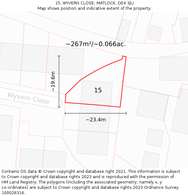 15, WYVERN CLOSE, MATLOCK, DE4 3JU: Plot and title map