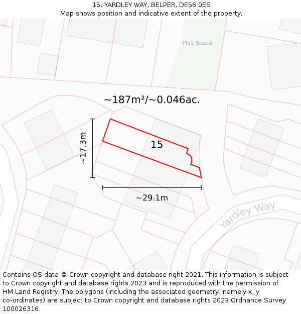 15, YARDLEY WAY, BELPER, DE56 0ES: Plot and title map