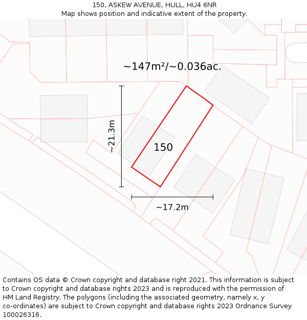 150, ASKEW AVENUE, HULL, HU4 6NR: Plot and title map
