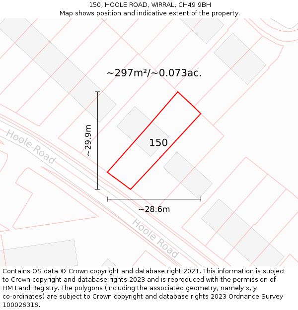 150, HOOLE ROAD, WIRRAL, CH49 9BH: Plot and title map