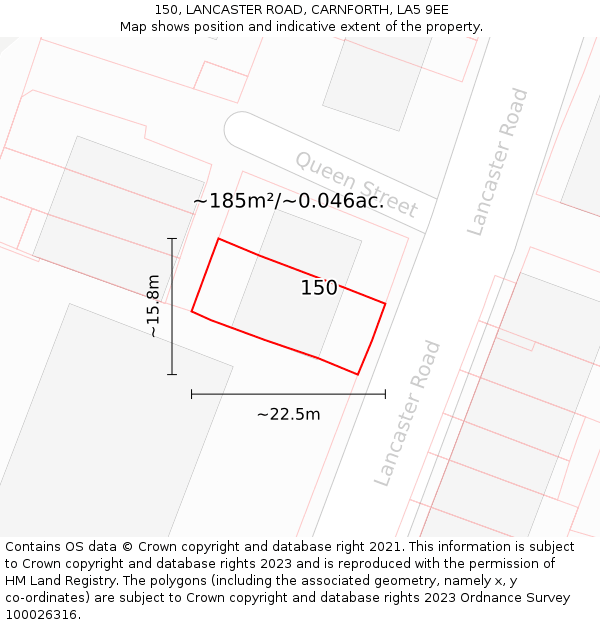 150, LANCASTER ROAD, CARNFORTH, LA5 9EE: Plot and title map