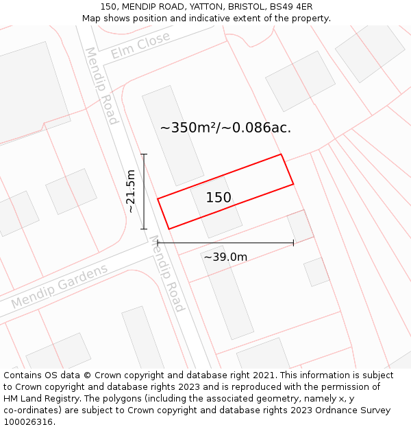 150, MENDIP ROAD, YATTON, BRISTOL, BS49 4ER: Plot and title map