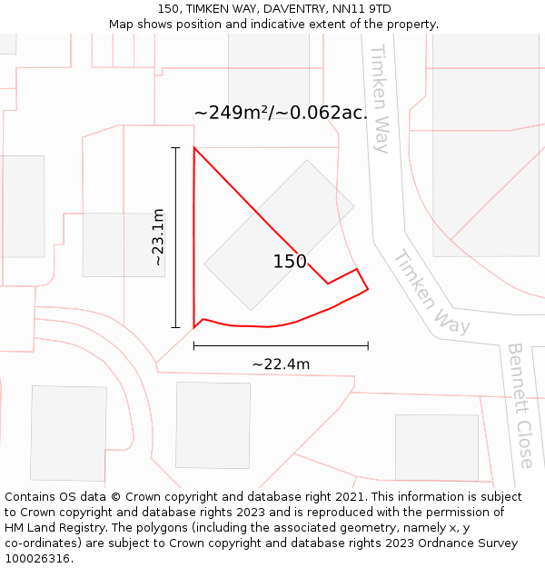 150, TIMKEN WAY, DAVENTRY, NN11 9TD: Plot and title map