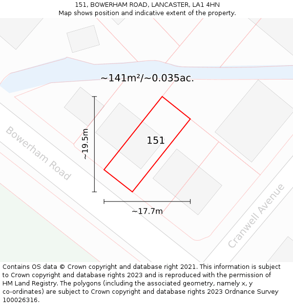 151, BOWERHAM ROAD, LANCASTER, LA1 4HN: Plot and title map