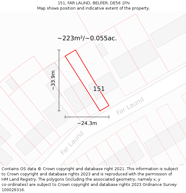 151, FAR LAUND, BELPER, DE56 1FN: Plot and title map