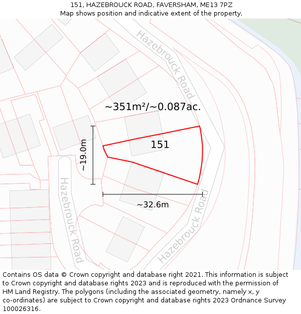 151, HAZEBROUCK ROAD, FAVERSHAM, ME13 7PZ: Plot and title map