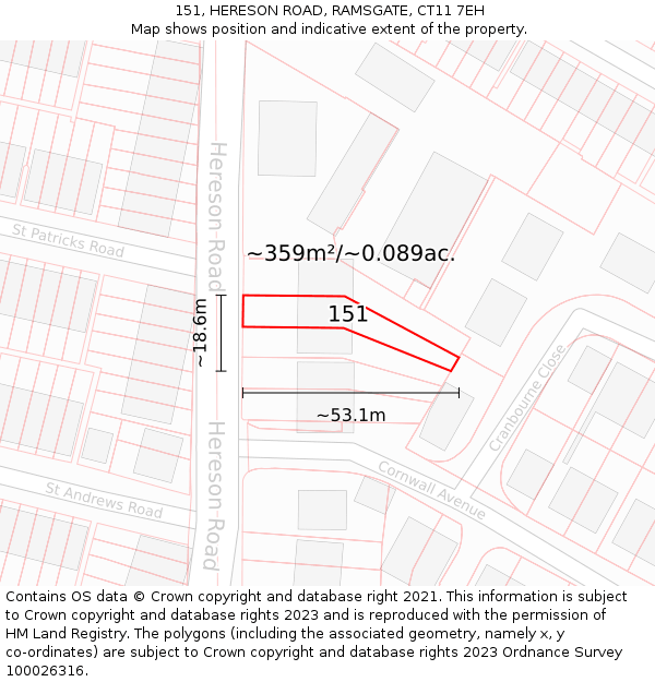 151, HERESON ROAD, RAMSGATE, CT11 7EH: Plot and title map