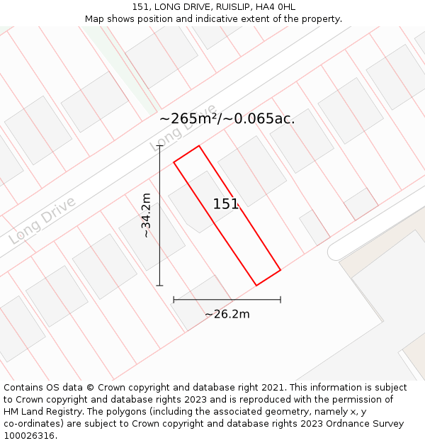 151, LONG DRIVE, RUISLIP, HA4 0HL: Plot and title map