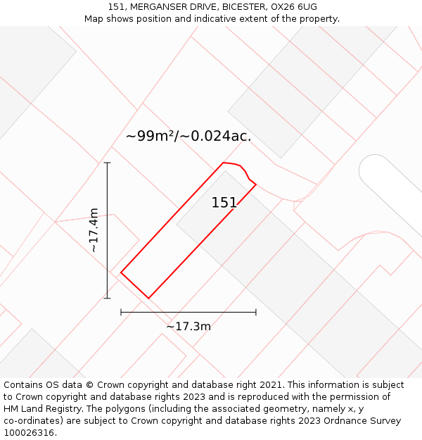 151, MERGANSER DRIVE, BICESTER, OX26 6UG: Plot and title map