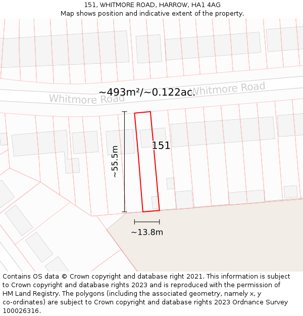 151, WHITMORE ROAD, HARROW, HA1 4AG: Plot and title map