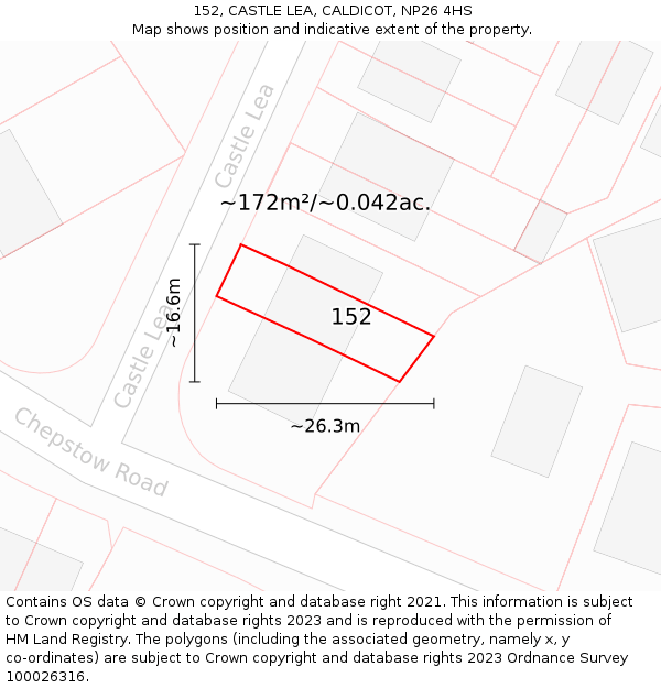 152, CASTLE LEA, CALDICOT, NP26 4HS: Plot and title map
