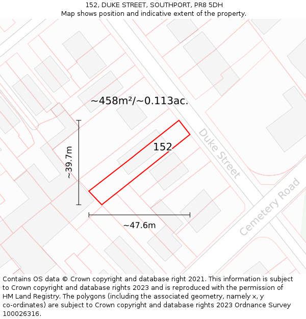 152, DUKE STREET, SOUTHPORT, PR8 5DH: Plot and title map