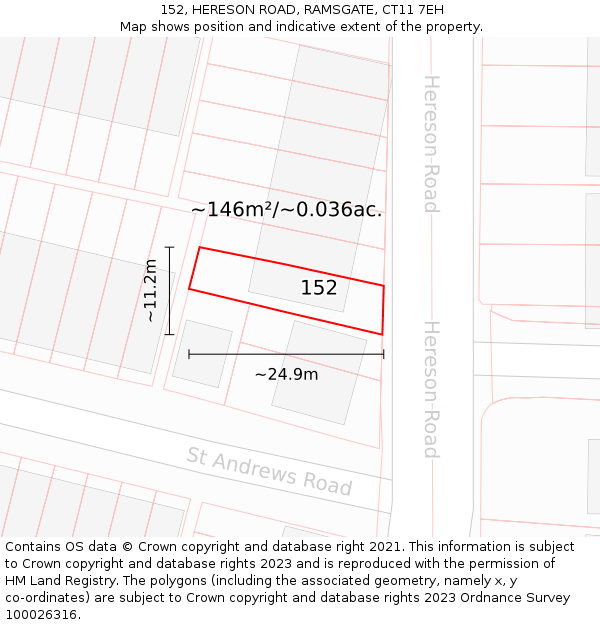152, HERESON ROAD, RAMSGATE, CT11 7EH: Plot and title map