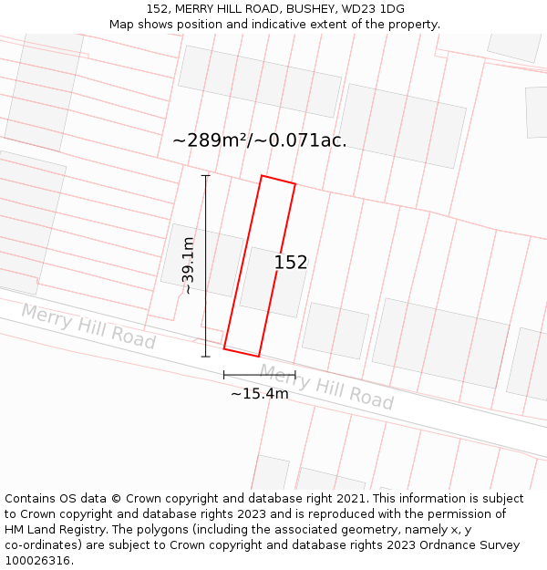 152, MERRY HILL ROAD, BUSHEY, WD23 1DG: Plot and title map