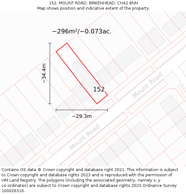 152, MOUNT ROAD, BIRKENHEAD, CH42 8NN: Plot and title map