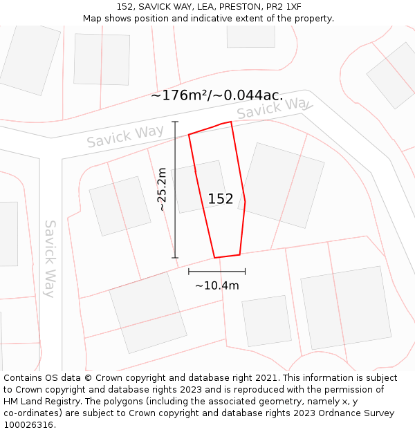 152, SAVICK WAY, LEA, PRESTON, PR2 1XF: Plot and title map