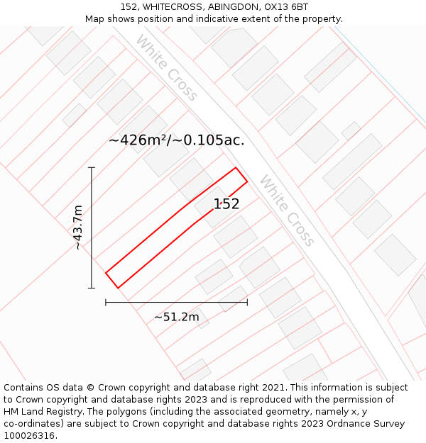 152, WHITECROSS, ABINGDON, OX13 6BT: Plot and title map