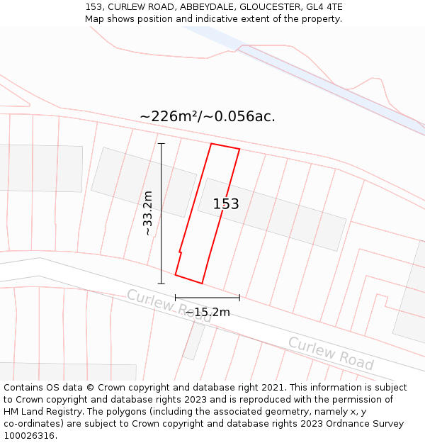 153, CURLEW ROAD, ABBEYDALE, GLOUCESTER, GL4 4TE: Plot and title map