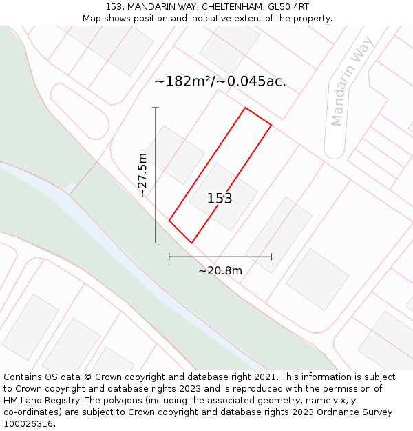 153, MANDARIN WAY, CHELTENHAM, GL50 4RT: Plot and title map