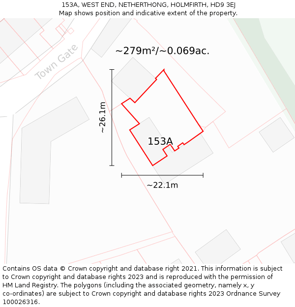 153A, WEST END, NETHERTHONG, HOLMFIRTH, HD9 3EJ: Plot and title map