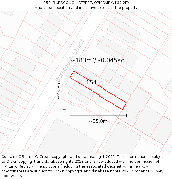 154, BURSCOUGH STREET, ORMSKIRK, L39 2EY: Plot and title map