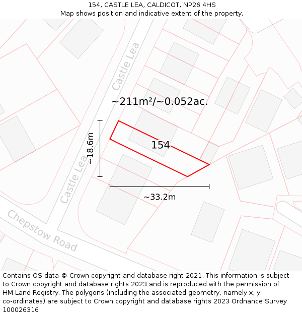 154, CASTLE LEA, CALDICOT, NP26 4HS: Plot and title map