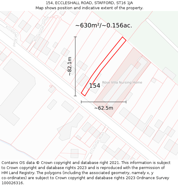 154, ECCLESHALL ROAD, STAFFORD, ST16 1JA: Plot and title map