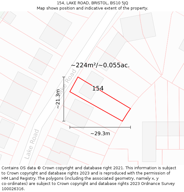 154, LAKE ROAD, BRISTOL, BS10 5JQ: Plot and title map