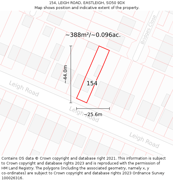 154, LEIGH ROAD, EASTLEIGH, SO50 9DX: Plot and title map