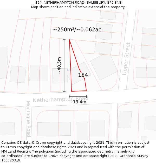 154, NETHERHAMPTON ROAD, SALISBURY, SP2 8NB: Plot and title map