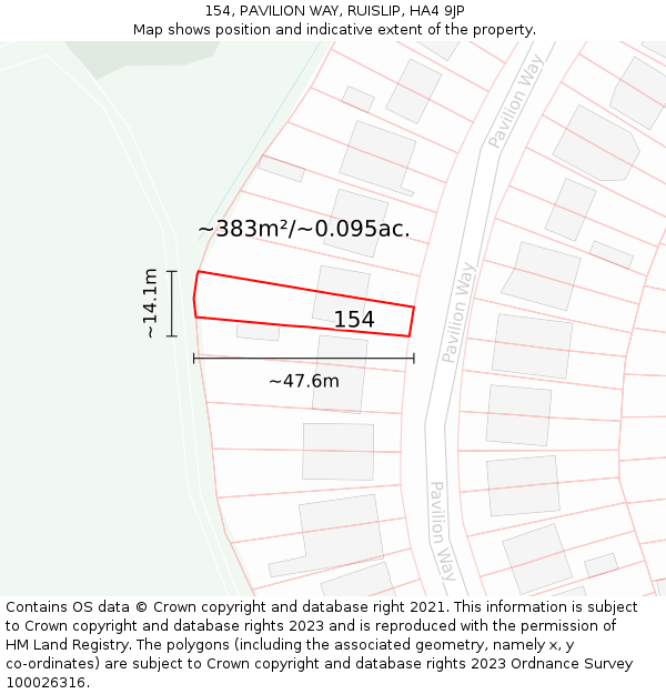 154, PAVILION WAY, RUISLIP, HA4 9JP: Plot and title map