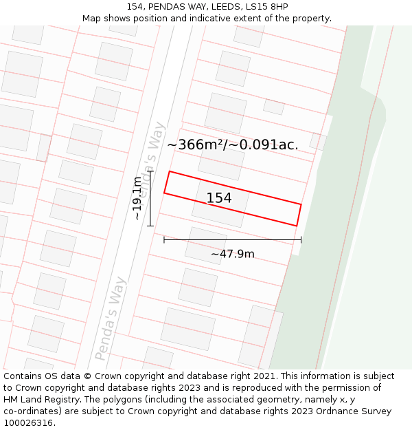 154, PENDAS WAY, LEEDS, LS15 8HP: Plot and title map
