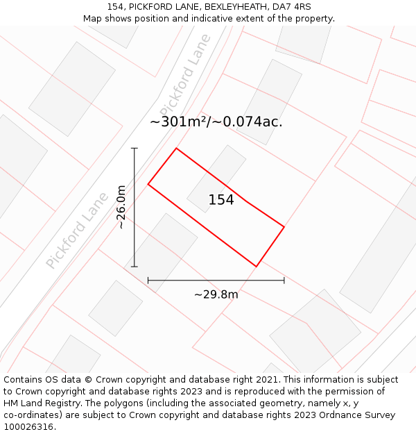 154, PICKFORD LANE, BEXLEYHEATH, DA7 4RS: Plot and title map