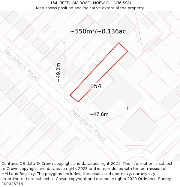 154, REEPHAM ROAD, NORWICH, NR6 5SN: Plot and title map