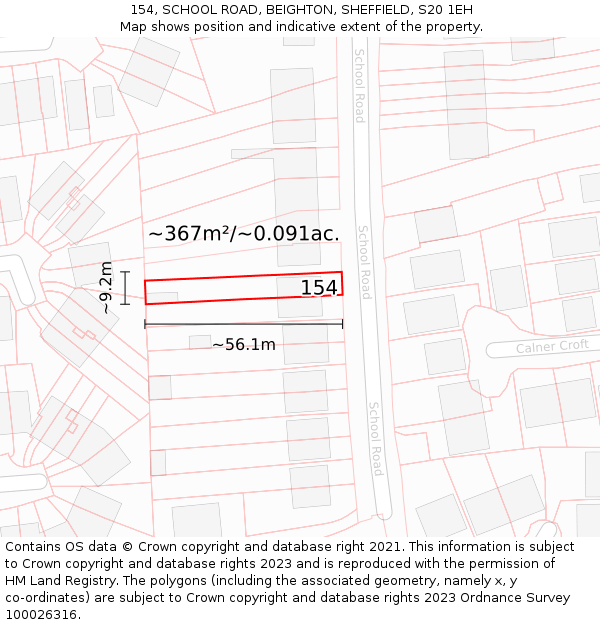 154, SCHOOL ROAD, BEIGHTON, SHEFFIELD, S20 1EH: Plot and title map