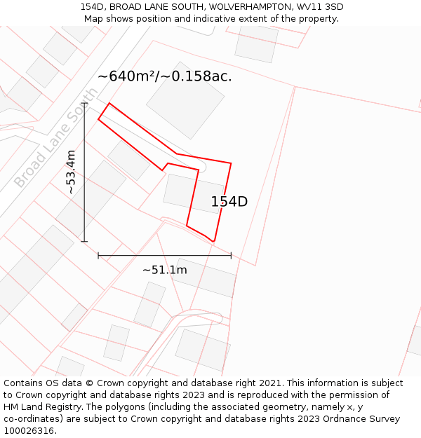 154D, BROAD LANE SOUTH, WOLVERHAMPTON, WV11 3SD: Plot and title map