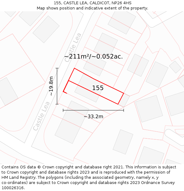 155, CASTLE LEA, CALDICOT, NP26 4HS: Plot and title map