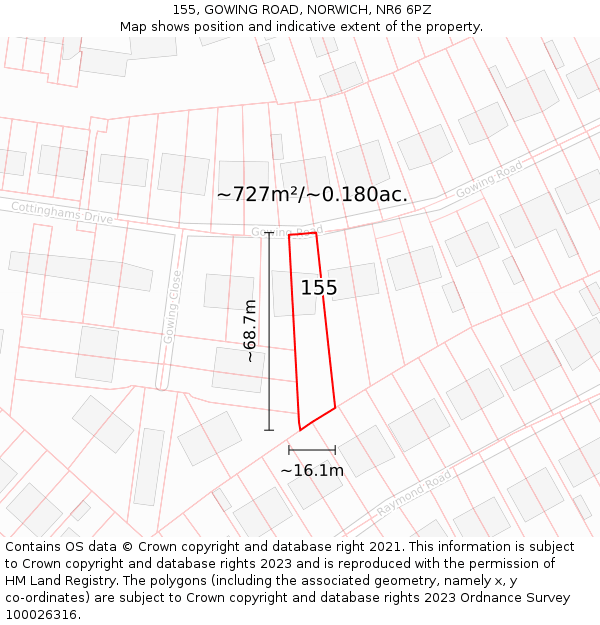155, GOWING ROAD, NORWICH, NR6 6PZ: Plot and title map