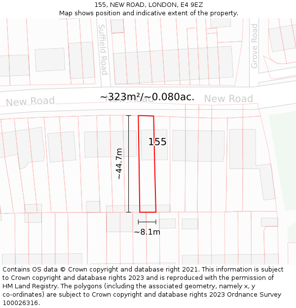 155, NEW ROAD, LONDON, E4 9EZ: Plot and title map