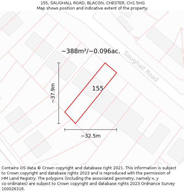 155, SAUGHALL ROAD, BLACON, CHESTER, CH1 5HG: Plot and title map