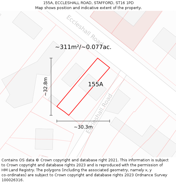 155A, ECCLESHALL ROAD, STAFFORD, ST16 1PD: Plot and title map