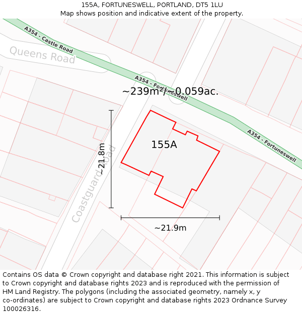 155A, FORTUNESWELL, PORTLAND, DT5 1LU: Plot and title map